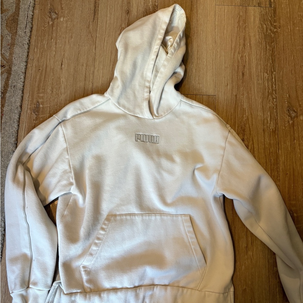 Puma Cream Pullover Hoodie with Black Logo